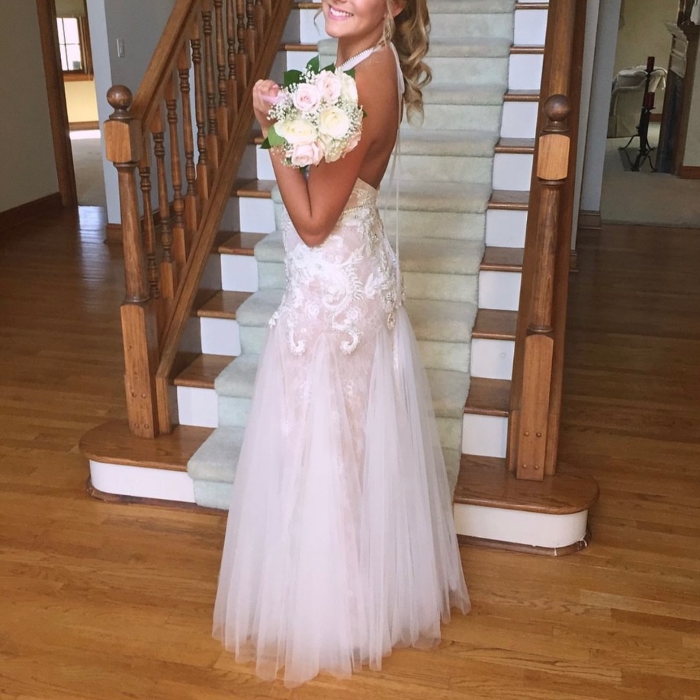 Size 4 mermaid style White Prom Dress